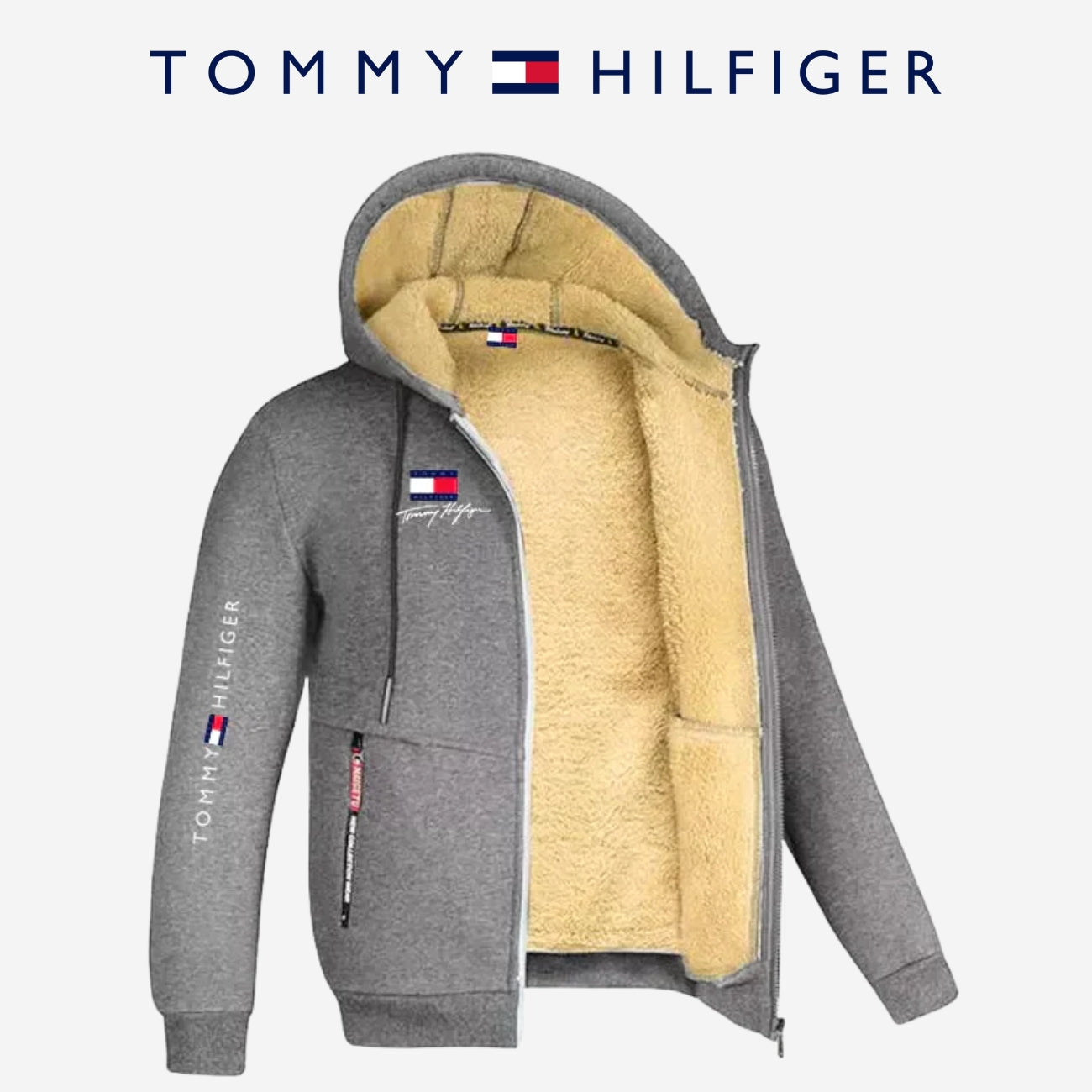 Sherpa-gefütterter Hoodie mit Reißverschluss | Lagerverkauf
