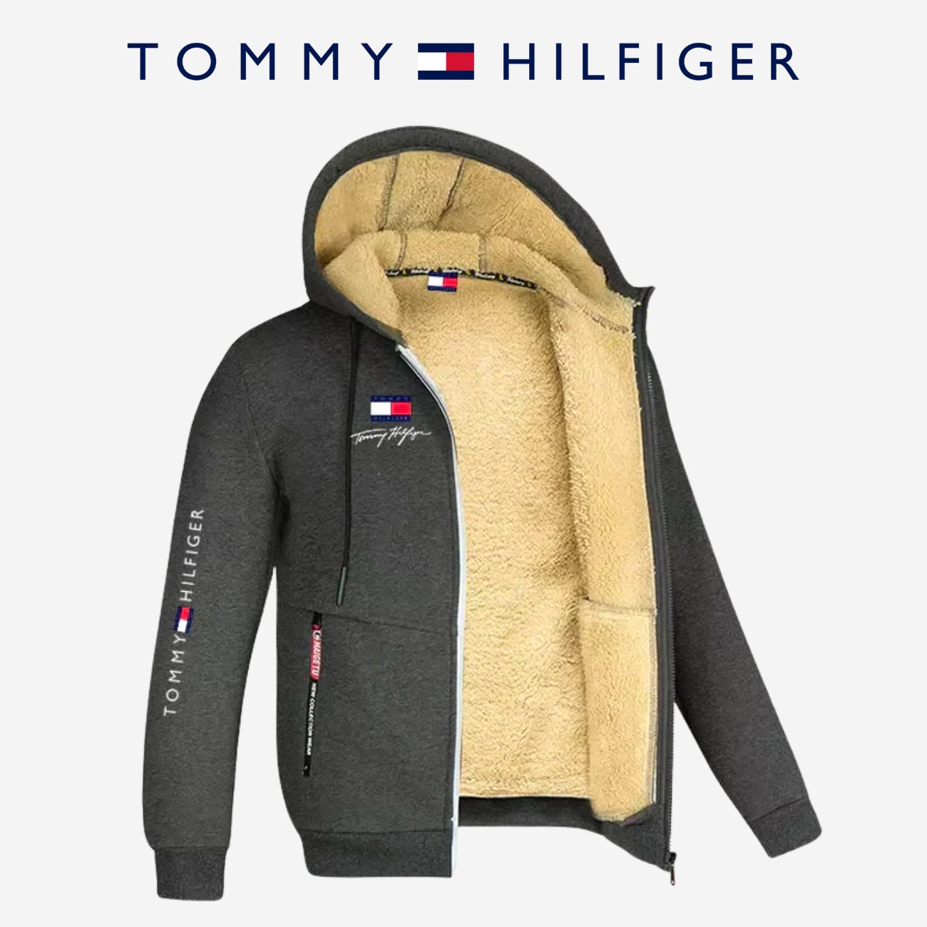 Sherpa-gefütterter Hoodie mit Reißverschluss | Lagerverkauf